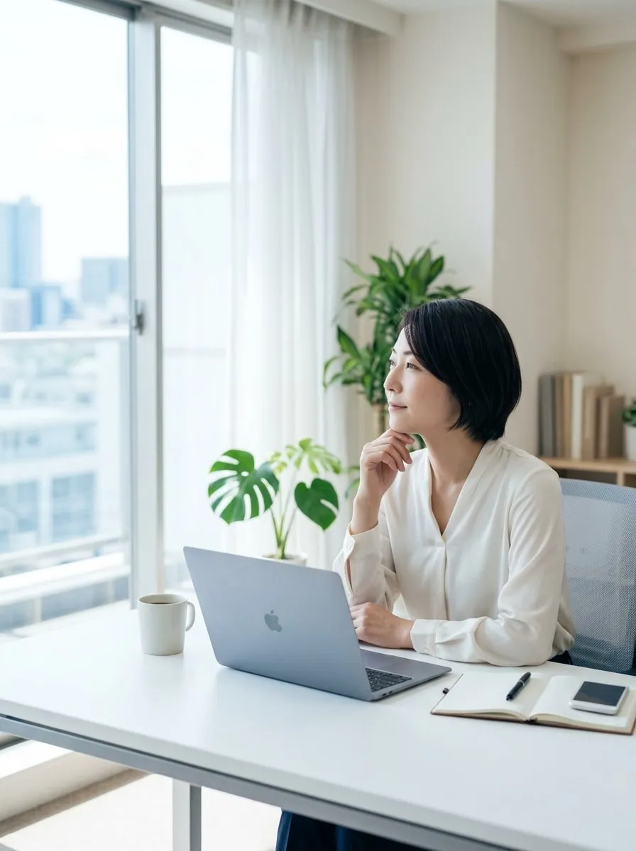 考え事をする女性